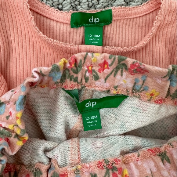 NWOT Dip baby toddler girl long sleeve outfit, floral pants with pink bodysuit - Picture 2 of 2